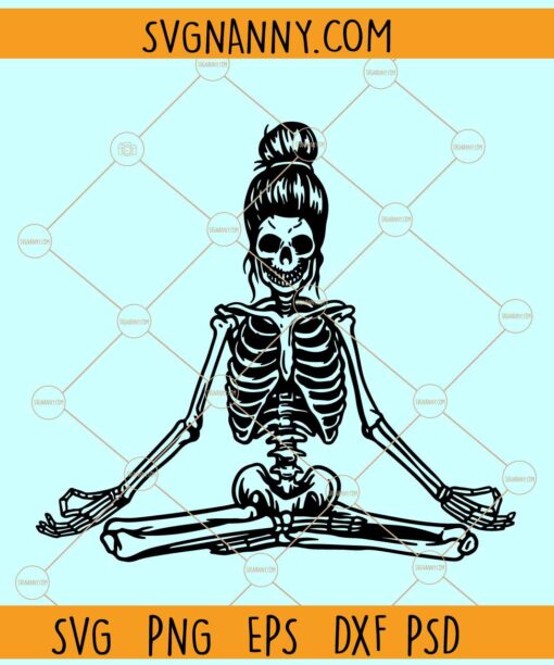 Meditation Skeleton SVG, Yoga Skeleton Svg, Hallowen Skeleton Svg, Namaste Skeleton SVG