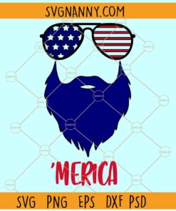 Merica Beard SVG, USA Beard svg, July 4th Svg, Independence Day Svg, Fourth of July Svg