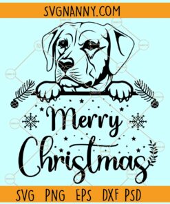 Merry christmas Peeking dog svg, dog with santa hat svg, dog Christmas svg