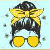 Messy bun bee svg, Honeycomb Messy Bun svg, Messy Bun svg, Mom life svg
