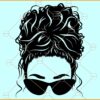 Messy bun sunglasses SVG, Messy Bun svg, Messy Bun with sunglasses svg