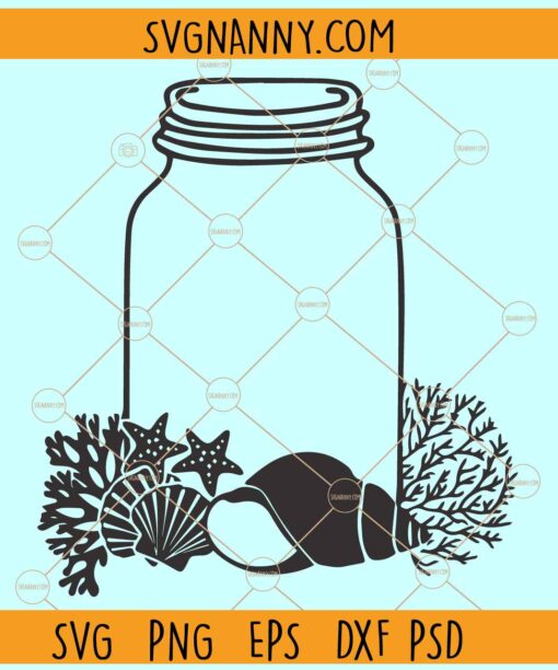 Nautical mason jar svg, Nautical svg, mason jar svg, maritime svg, sea shells svg, ocean svg