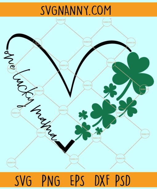 One lucky mom clover heart svg, Mom St. Patrick's Day Svg, Cute St. Patrick's Day svg