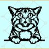 Peeking Kitten SVG, Peeking Kitten Outline svg, Kitten SVG, Cute Cat Svg, Kitten Clipart svg