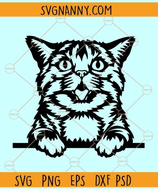 Peeking Kitten SVG, Peeking Kitten Outline svg, Kitten SVG, Cute Cat Svg, Kitten Clipart svg