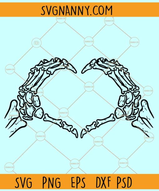 Skeleton Hand love sign SVG, Skeleton Hand Heart Svg, Skeleton Love SVG