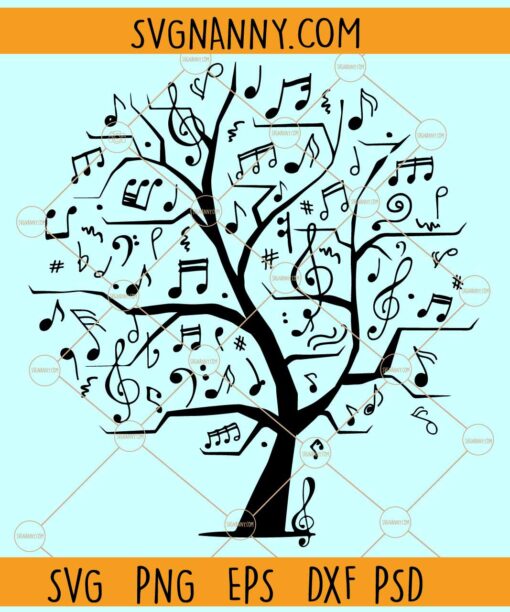 Tree with Music notes SVG, Music Tree SVG, Tree clipart svg, Music Tree vector svg