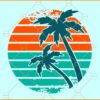 Tropical Palm Trees Retro Vintage Sunset svg, Retro circle with Palm trees SVG, Distressed Retro Vintage Sunset SVG