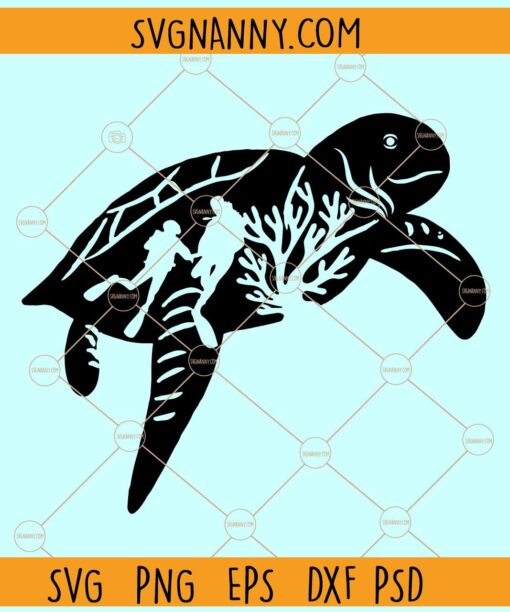 Turtle Scuba Diver SVG, Sea turtle scuba diver svg, Turtle Svg, Sea Turtles Clipart svg