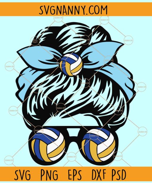 Volleyball messy bun mom svg, Volleyball Messy Bun Svg, Volleyball Mom Life Svg