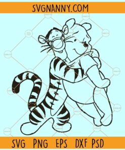 Winnie the Pooh and Tigger Too SVG, Winnie with friends svg, hugs of friends svg