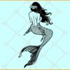 oman mermaid SVG, Female Mermaid Silhouette svg, Mermaid birthday SVG
