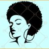 Afro woman with earrings svg, Afro woman svg, Afro Hair svg, fro Woman Svg