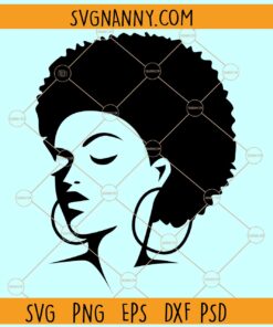 Afro woman with earrings svg, Afro woman svg, Afro Hair svg, fro Woman Svg