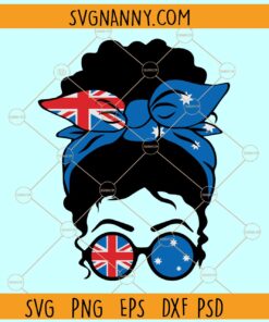 Australian messy bun svg, Messy Bun Hairstyle With Australian Flag SVG
