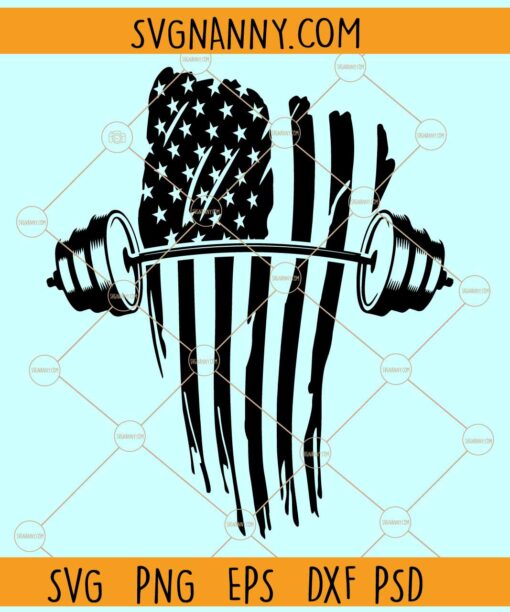 Barbell distressed American flag svg, 4th of July Svg, Fourth of July svg