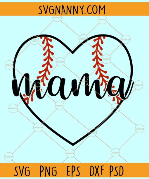 Baseball mama heart svg, baseball heart svg, baseball mom svg, baseball mom shirt svg