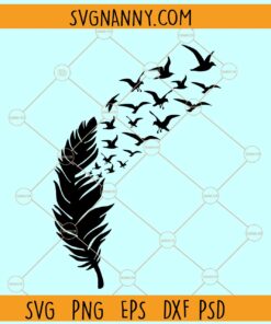 Birds of a feather svg, Feather Svg, Feather and Flying Birds Svg, Feather Birds SVG