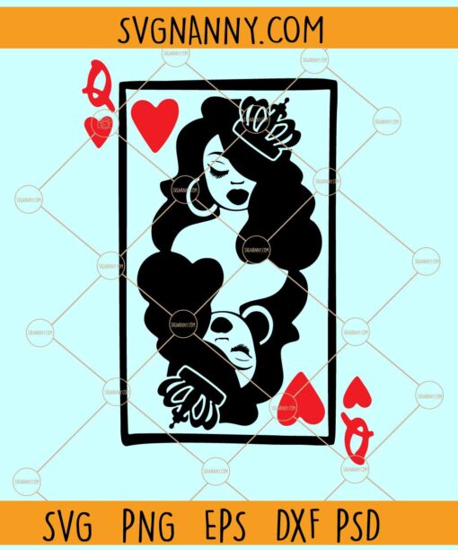 Black queen of hearts SVG, Playing card svg, Black Queen svg, Queen of Hearts svg
