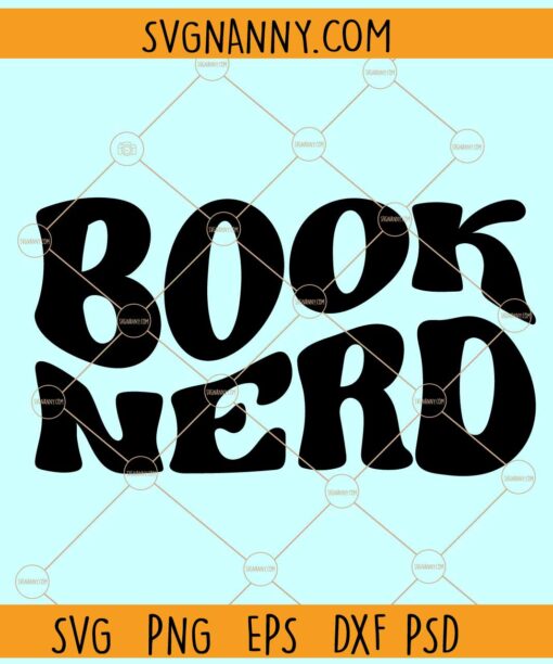 Book nerd wavy letters svg, Book Nerd svg, Book Lover svg, BookWorm SVG