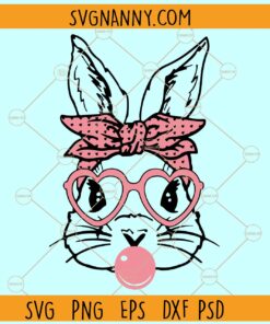 Bubble gum bunny with sunglasses and bandana svg, Easter Bunny svg, , Easter clipart svg