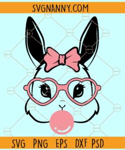 Bunny with bubblegum SVG, Bunny with sunglasses svg, Easter Day Svg, Easter Svg