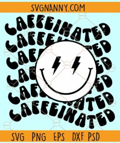 Caffeinated smiley svg, Retro Stacked svg, Wavy letters svg, Caffeinated SVG