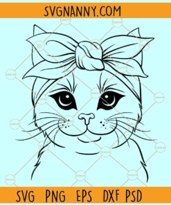 Cat with bandana svg, Cute cat svg, Cat svg, Cat mama svg, Pet svg