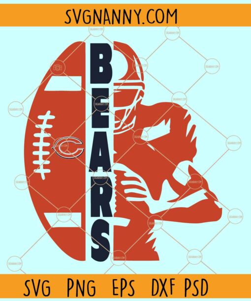 Chicago football split player name frame svg Chicago bears svg, Chicago football svg