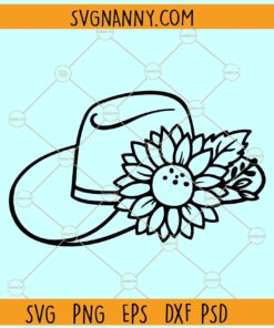 Cowboy hat with sunflower SVG, Cowboy Hat Svg, Floral Cowboy Hat with Flower Svg