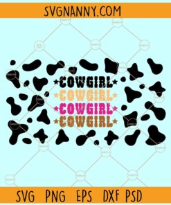 Cowgirl stacked cow print Starbucks libbey glass can wrap svg, Starbuck wrap svg
