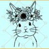 Cute bunny with floral crown svg, Bunny clipart svg, Easter Bunny svg, Floral Bunny svg