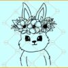 Cute bunny with floral crown svg, Easter Bunny svg, Floral Bunny svg, Cute bunny svg