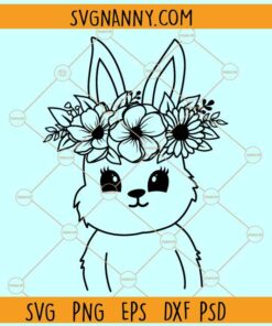 Cute bunny with floral crown svg, Easter Bunny svg, Floral Bunny svg, Cute bunny svg