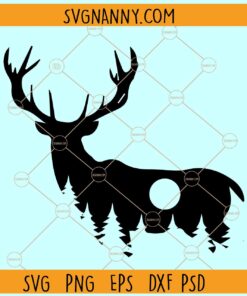 Deer forest svg, Deer Silhouette svg, Deer In Forest Svg, Deer Svg, Deer and Mountains Scene SVG