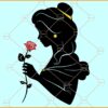 Disney Belle SVG, Disney Belle with Rose Flower svg, Disney Belle Silhouette svg