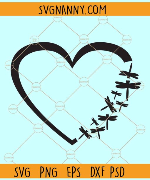 Dragonfly heart svg, Heart Dragonfly Svg, Love Dragonfly Svg, Heart Svg