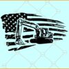 Excavator with US flag svg, Excavator American Flag Svg, Patriotic Svg