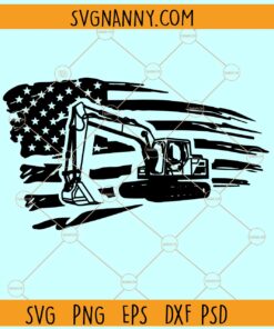 Excavator with US flag svg, Excavator American Flag Svg, Patriotic Svg