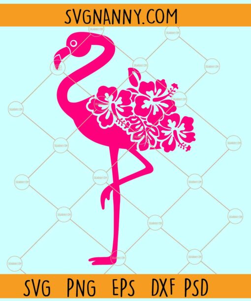 Flamingo Hibiscus svg, Flamingo Svg, Flamingo Clip art svg, Pink Flamingo svg