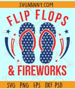 Flip flops and fireworks svg, 4th July svg, American svg, USA Flag svg