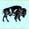 Floral bison svg, Floral bison clipart svg, Floral bison silhouette svg