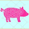 Floral pig svg, Pig SVG file, Pig with Flowers svg, Cute Pig svg, Farm Animal svg, Floral Farm Animals SVG