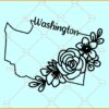 Floral Washington state map svg, Map of Washington SVG, Map of Washington Shirt SVG