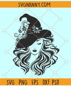 Floral witch svg, Witch svg, Witch with Flowers svg, Halloween Witch svg, Halloween SVG Files