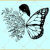 Girl with floral butterfly wings svg, Floral Woman Svg,  Butterfly Flower Svg
