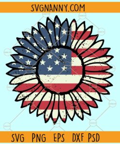 Grunge patriotic sunflower svg, Patriotic Sunflower Svg, 4th of July Svg