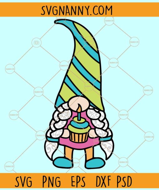 Happy Birthday Gnome SVG, Birthday Party Gnome SVG, Birthday Cake Gnome svg