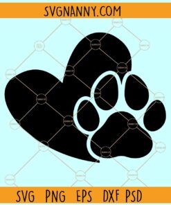 Heart paw print svg, Heart with paw print svg, Pet lover svg, Dog lover svg, Cat lover svg