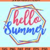 Hello summer colorful hexagonal frame svg, Summer Svg, Beach Vibes Svg